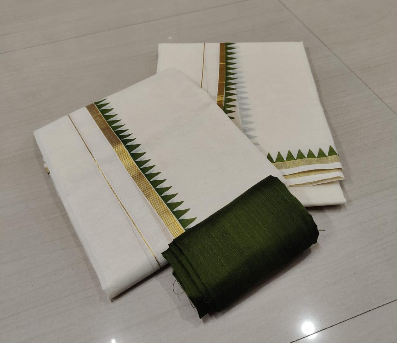 Golden pulielakara |kasavu temple print Setmund