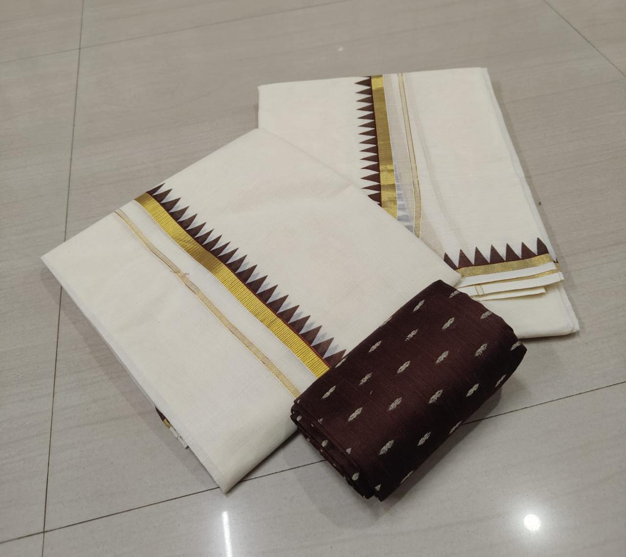 Golden pulielakara |kasavu temple print Setmund