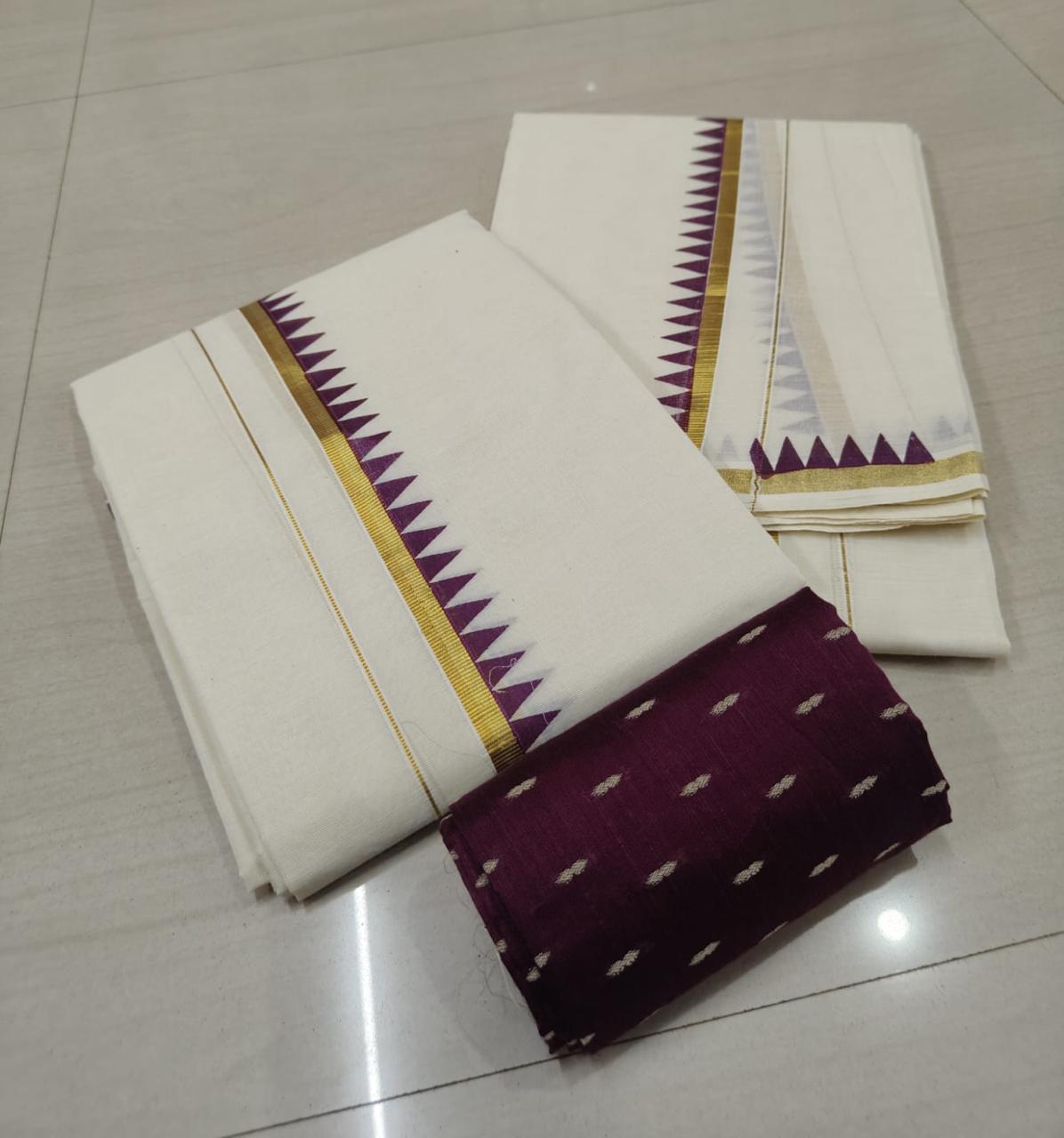 Golden pulielakara |kasavu temple print Setmund