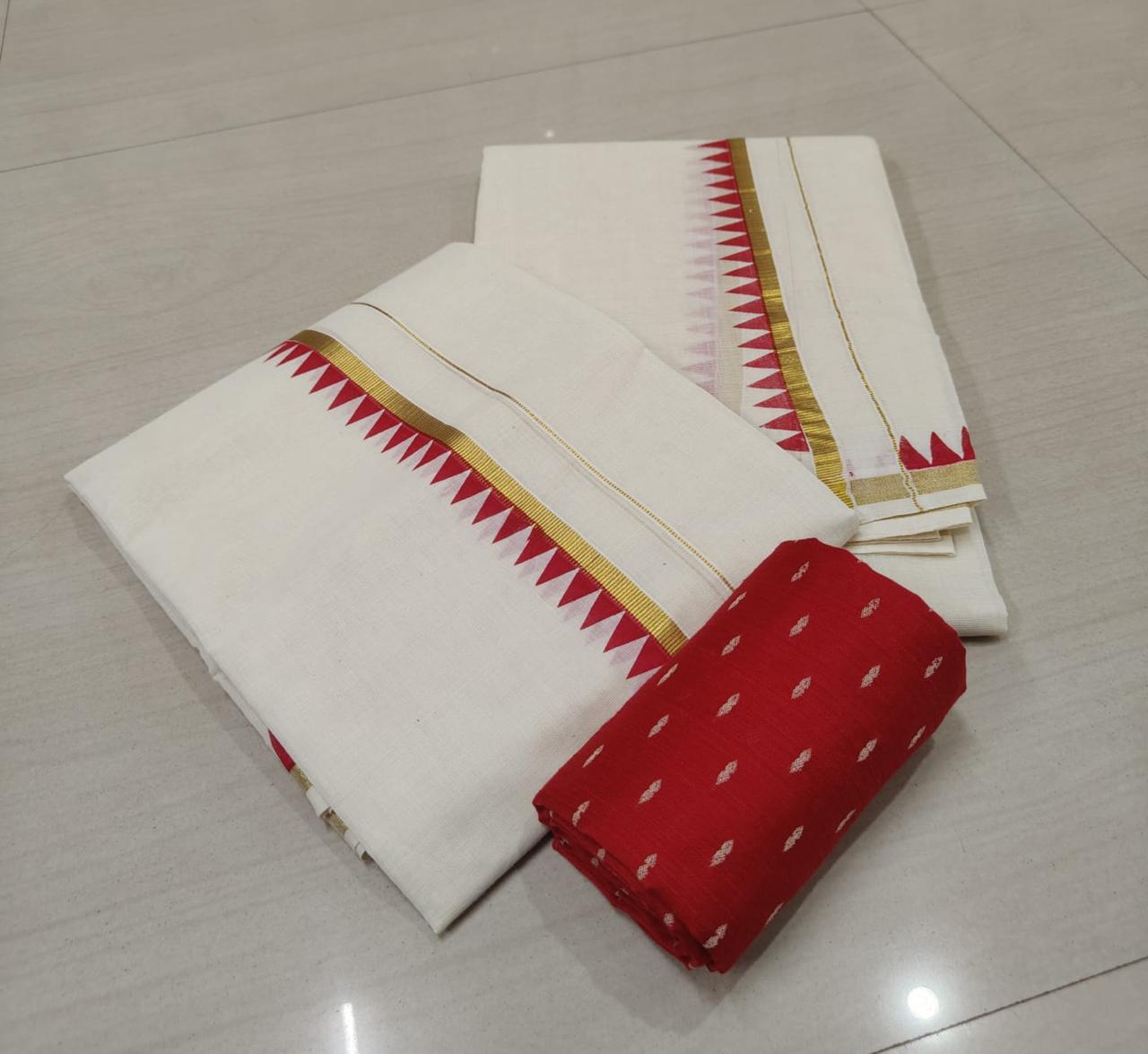Golden pulielakara |kasavu temple print Setmund